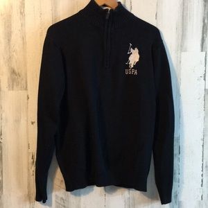 Black Polo Sweater Zip Up 